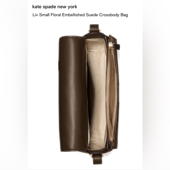 kate spade Brown Floral Suede Crossbody Bag - Picture 4 of 6